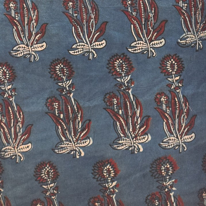 Ajrakh Mashru Silk Natural Dye Hand Block Print Unstitched Kurta Fabric  Mtr Length   Mtr  Length  -  SKU : HM07C02A