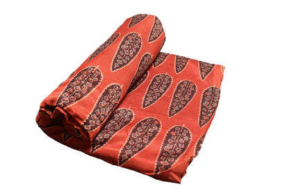 Ajrakh Mashru Silk Natural Dye Hand Block Print Unstitched Kurta Fabric    2.5 Mtr  Length  -  SKU : HM24B01F