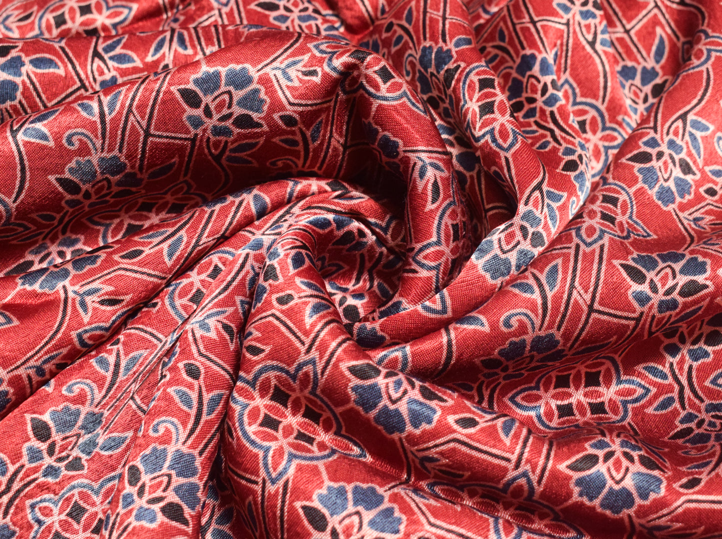 Ajrakh Mashru Silk Natural Dye Hand Block Print Unstitched Kurta Fabric    2.5 Mtr  Length  -  SKU : HM25B01H