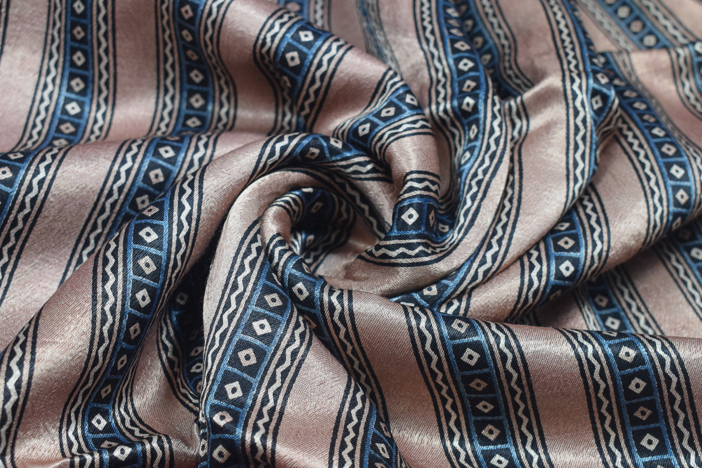 Ajrakh Mashru Silk Natural Dye Screen Print Hand Printed Unstitched Kurta Fabric  2.50 Mtr  Length  -  SKU : AI29401E