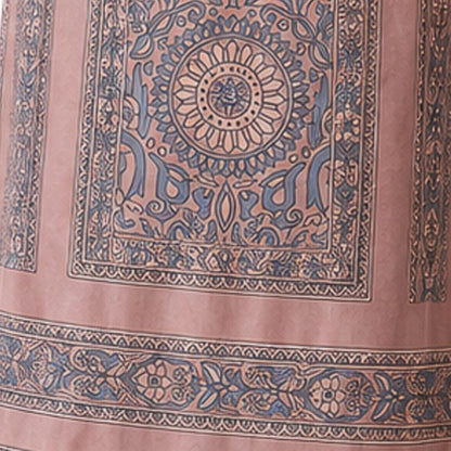 Ajrakh Mashru Silk Natural Dye Screen Print Hand Printed Unstitched Kurta Fabric  2.50 Mtr  Length  -  SKU : AI29401M