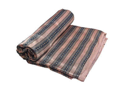 Ajrakh Mashru Silk Natural Dye Screen Print Hand Printed Unstitched Kurta Fabric  3.00 Mtr  Length  -  SKU : AI29402E