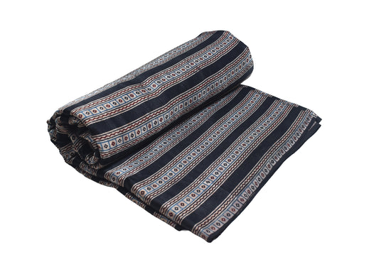 Ajrakh Mashru Silk Natural Dye Screen Print Hand Printed Unstitched Kurta Fabric  3.00 Mtr  Length  -  SKU : AI29402G