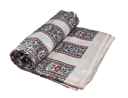 Ajrakh Mashru Silk Natural Dye Screen Print Hand Printed Unstitched Kurta Fabric  3.00 Mtr  Length  -  SKU : AI29402J