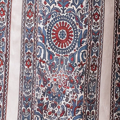Ajrakh Mashru Silk Natural Dye Screen Print Hand Printed Unstitched Kurta Fabric  3.00 Mtr  Length  -  SKU : AI29402J