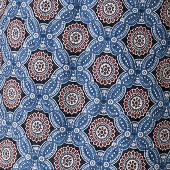 Ajrakh Mashru Silk Natural Dye Screen Print Hand Printed Unstitched Kurta Fabric  2.50 Mtr  Length  -  SKU : AI02503B