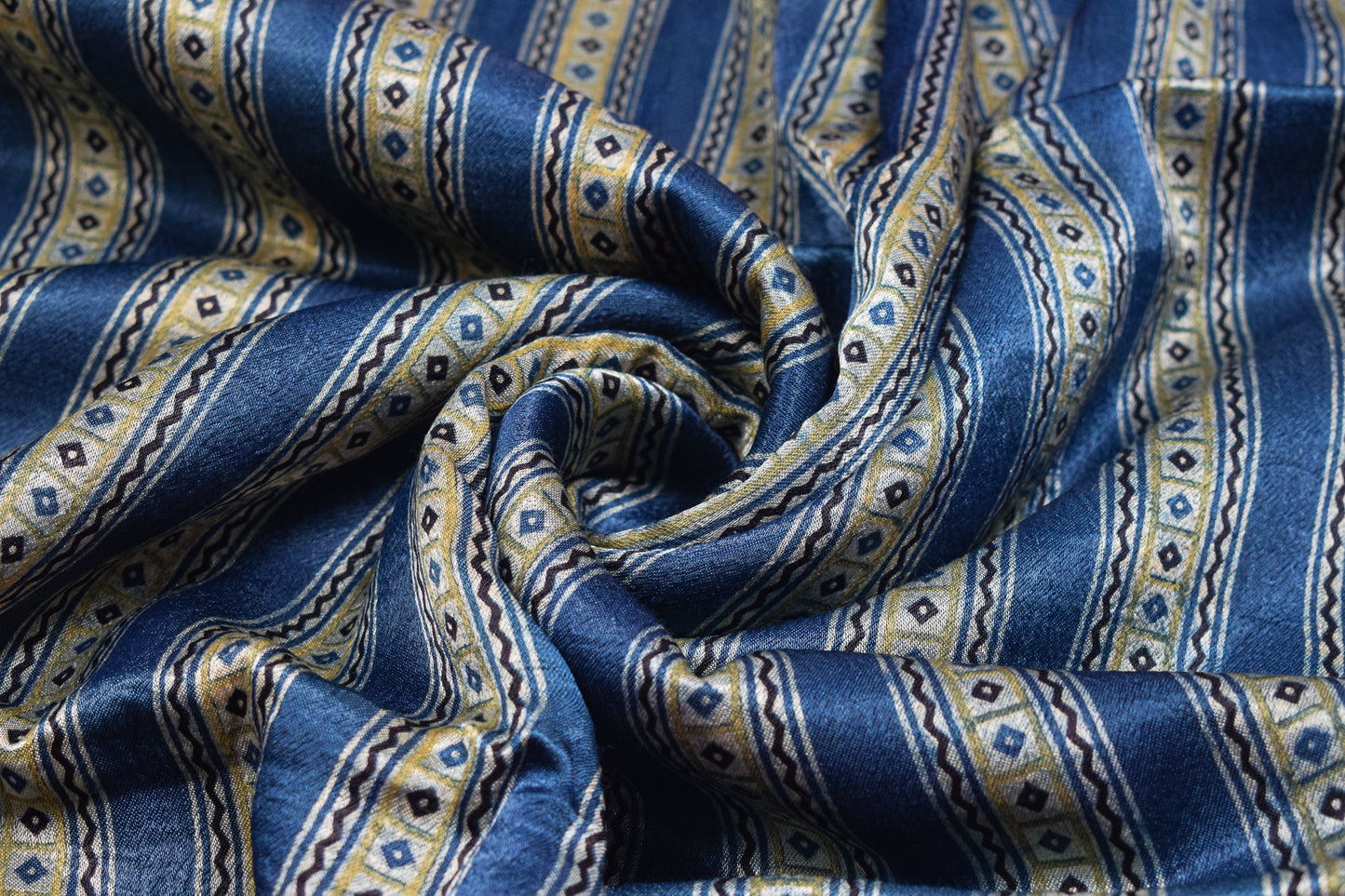 Ajrakh Mashru Silk Natural Dye Screen Print Hand Printed Unstitched Kurta Fabric  2.50 Mtr  Length  -  SKU : AI29401L