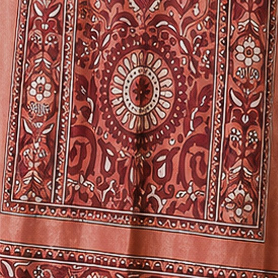 Ajrakh Mashru Silk Natural Dye Screen Print Hand Printed Unstitched Kurta Fabric  2.50 Mtr  Length  -  SKU : AI29401F