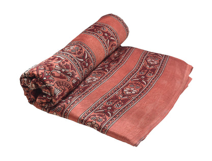 Ajrakh Mashru Silk Natural Dye Screen Print Hand Printed Unstitched Kurta Fabric  3.00 Mtr  Length  -  SKU : AI29402F