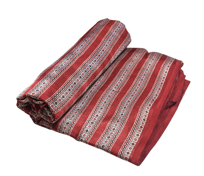 Ajrakh Mashru Silk Natural Dye Screen Print Hand Printed Unstitched Kurta Fabric  3.00 Mtr  Length  -  SKU : AI11801N