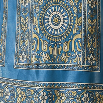 Ajrakh Mashru Silk Natural Dye Screen Print Hand Printed Unstitched Kurta Fabric  3.00 Mtr  Length  -  SKU : AI29402O