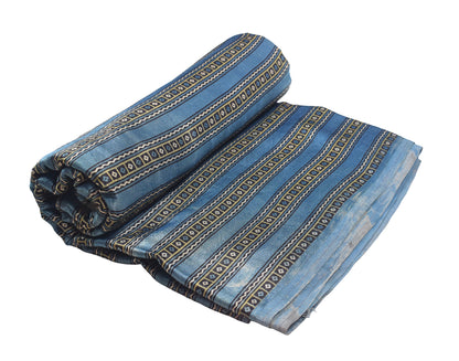 Ajrakh Mashru Silk Natural Dye Screen Print Hand Printed Unstitched Kurta Fabric  3.00 Mtr  Length  -  SKU : AI11801I