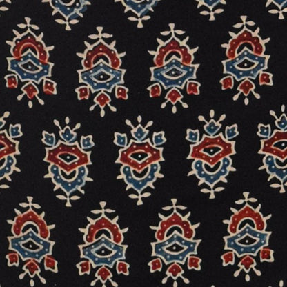 Ajrakh Modal Silk Natural Dye Hand Block Print Unstitched Kurta Fabric  Mtr Length  3 Mtr  Length  -  SKU : AI06402F