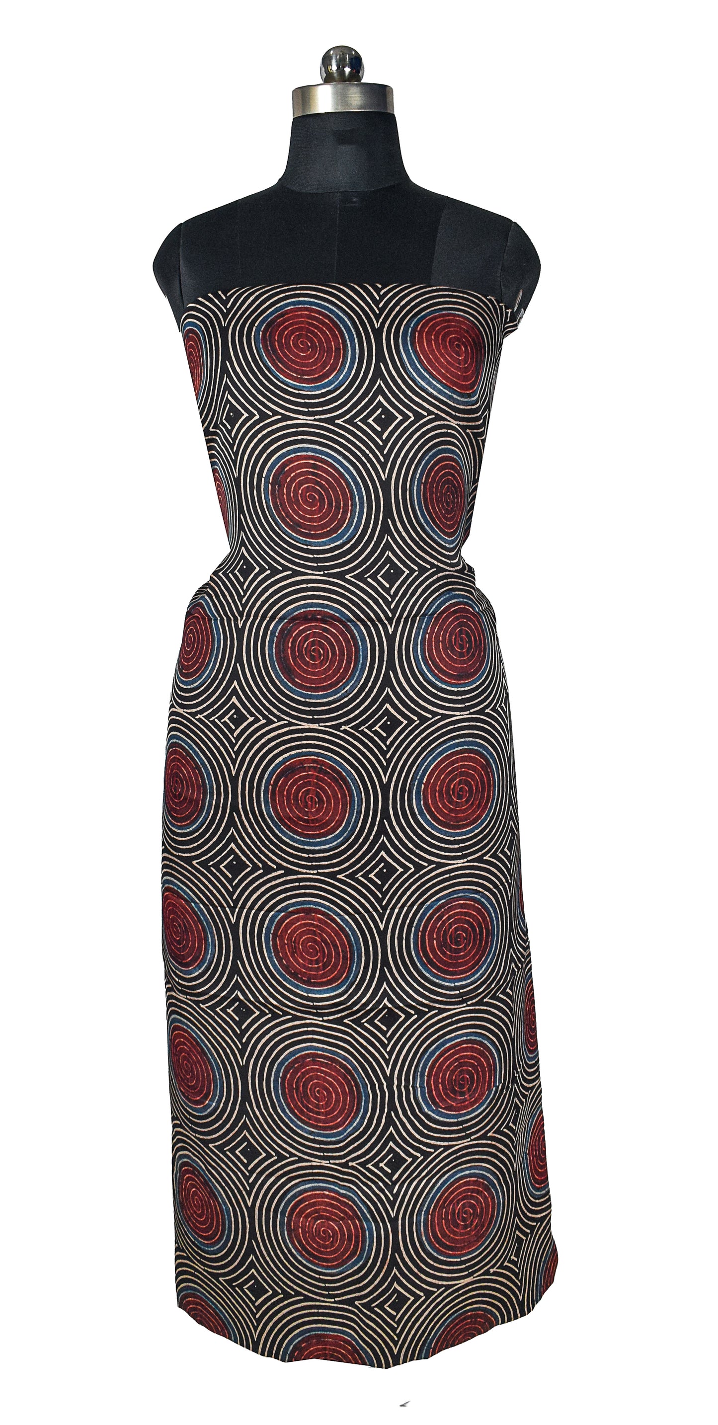 Ajrakh Modal Silk Natural Dye Hand Block Print Unstitched Kurta Fabric  Mtr Length  3 Mtr  Length  -  SKU : AI06402N