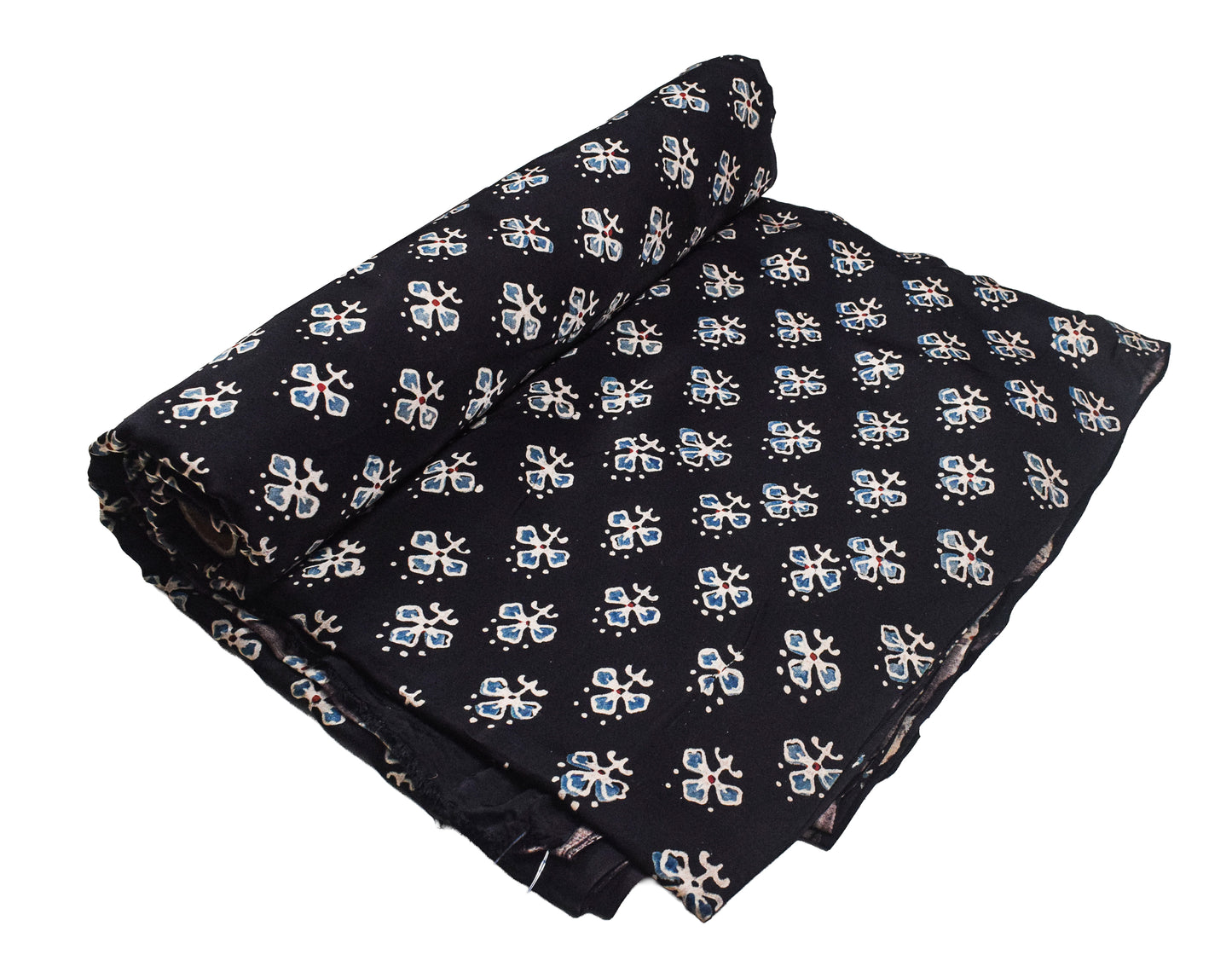 Ajrakh Modal Silk Natural Dye Hand Block Print Unstitched Kurta Fabric  2.50 Mtr Length   -  SKU : AI17101H