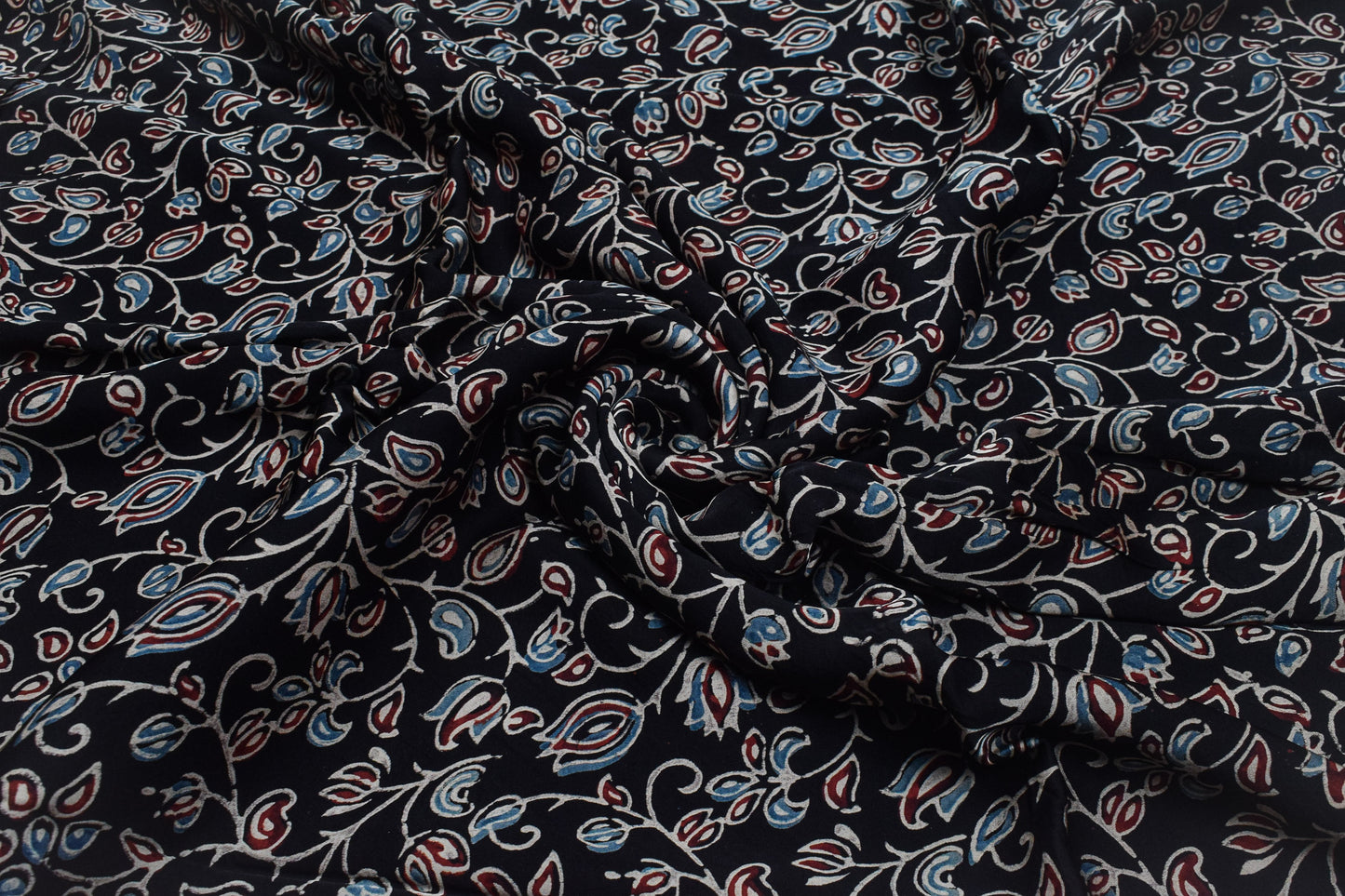 Ajrakh Modal Silk Natural Dye Hand Block Print Unstitched Kurta Fabric  2.50 Mtr Length   -  SKU : AI17101P