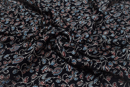 Ajrakh Modal Silk Natural Dye Hand Block Print Unstitched Kurta Fabric  2.50 Mtr Length   -  SKU : AI17101P