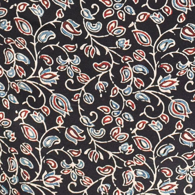 Ajrakh Modal Silk Natural Dye Hand Block Print Unstitched Kurta Fabric  2.50 Mtr Length   -  SKU : AI17101P