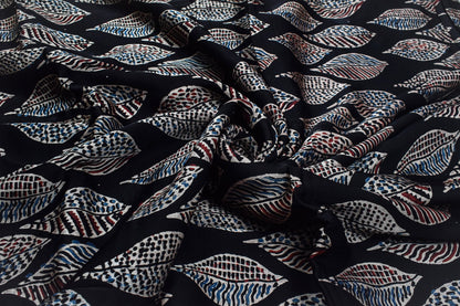 Ajrakh Modal Silk Natural Dye Hand Block Print Unstitched Kurta Fabric  2.50 Mtr Length   -  SKU : AI17101X