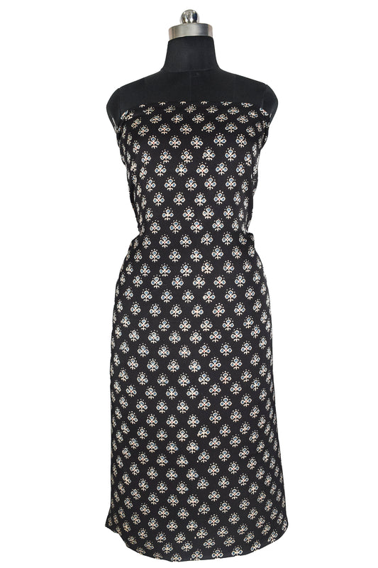 Ajrakh Modal Silk Natural Dye Hand Block Print Unstitched Kurta Fabric   3.00 Mtr Length  -  SKU : AI17102H