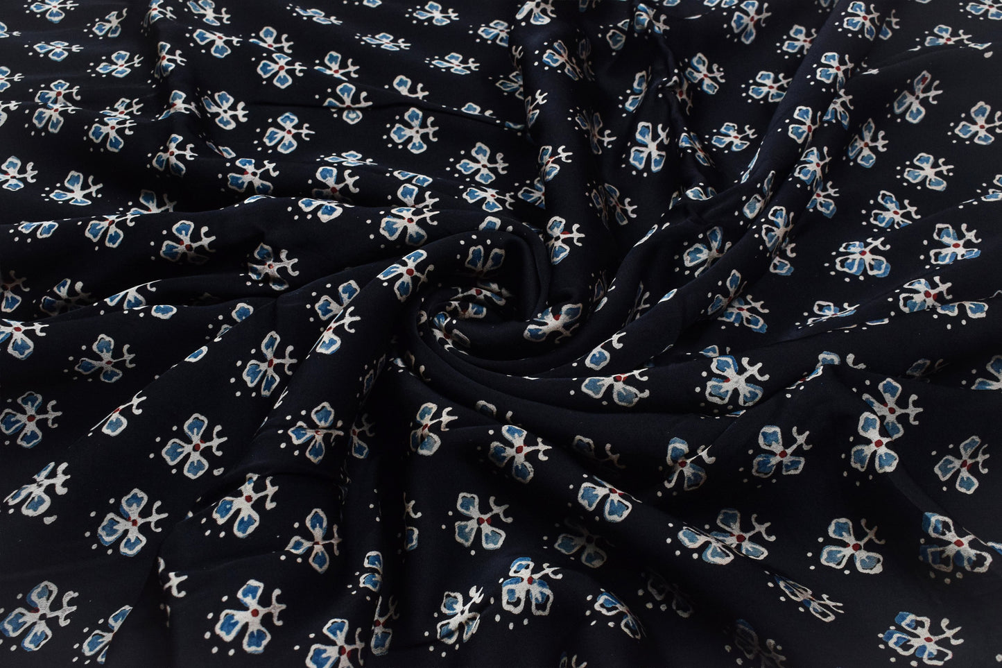 Ajrakh Modal Silk Natural Dye Hand Block Print Unstitched Kurta Fabric   3.00 Mtr Length  -  SKU : AI17102H