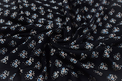 Ajrakh Modal Silk Natural Dye Hand Block Print Unstitched Kurta Fabric   3.00 Mtr Length  -  SKU : AI17102H