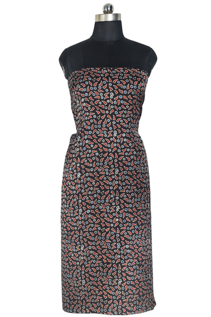 Ajrakh Modal Silk Natural Dye Hand Block Print Unstitched Kurta Fabric   3 Mtr  Length  -  SKU : AI2250BP