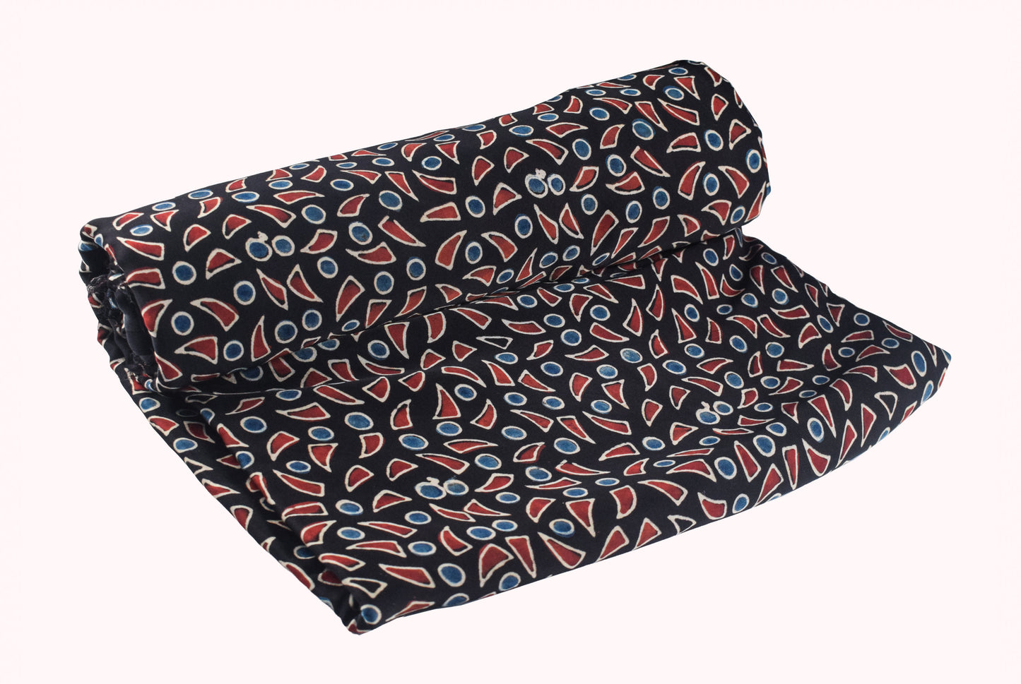 Ajrakh Modal Silk Natural Dye Hand Block Print Unstitched Kurta Fabric   3 Mtr  Length  -  SKU : AI2250BP