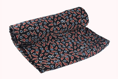 Ajrakh Modal Silk Natural Dye Hand Block Print Unstitched Kurta Fabric   3 Mtr  Length  -  SKU : AI2250BP