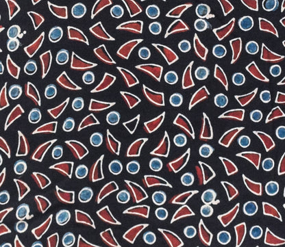 Ajrakh Modal Silk Natural Dye Hand Block Print Unstitched Kurta Fabric   3 Mtr  Length  -  SKU : AI2250BP