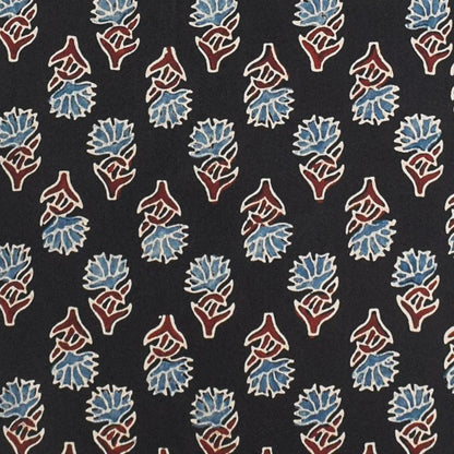 Ajrakh Modal Silk Natural Dye Hand Block Print Unstitched Kurta Fabric  2.50 Mtr Length   -  SKU : AI30101Q
