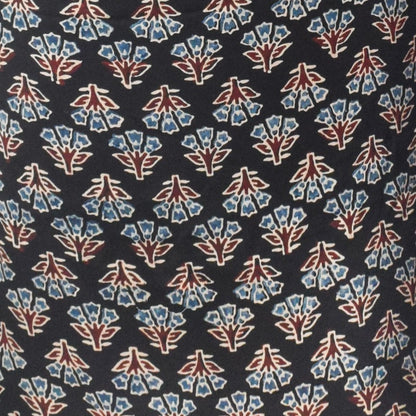 Ajrakh Modal Silk Natural Dye Hand Block Print Unstitched Kurta Fabric   3.00 Mtr Length  -  SKU : AI30102A
