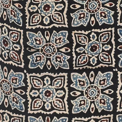 Ajrakh Modal Silk Natural Dye Hand Block Print Unstitched Kurta Fabric  Mtr Length  2.25 Mtr  Length  -  SKU : ID16901D