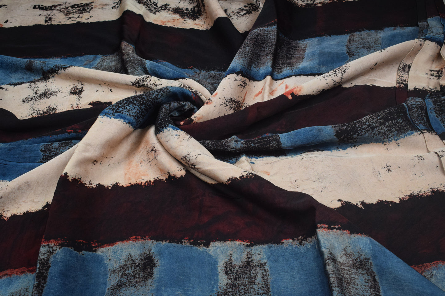 Ajrakh Modal Silk Natural Dye Hand Block Print Unstitched Kurta Fabric  2.50 Mtr Length   -  SKU : AI20101I