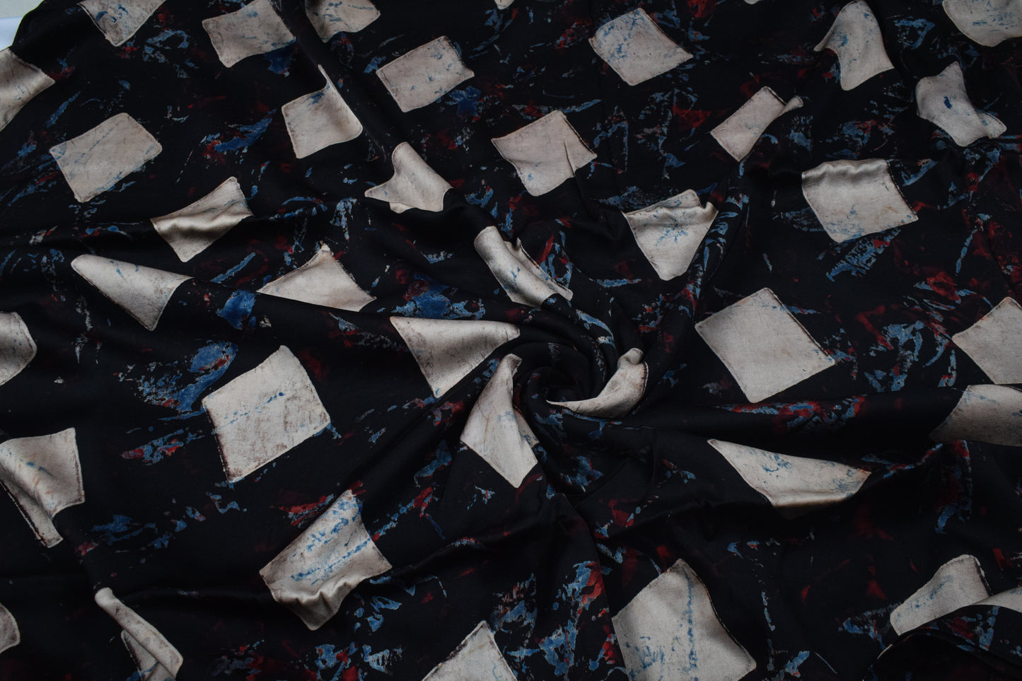 Ajrakh Modal Silk Natural Dye Hand Block Print Unstitched Kurta Fabric  2.50 Mtr Length   -  SKU : AI20101Q