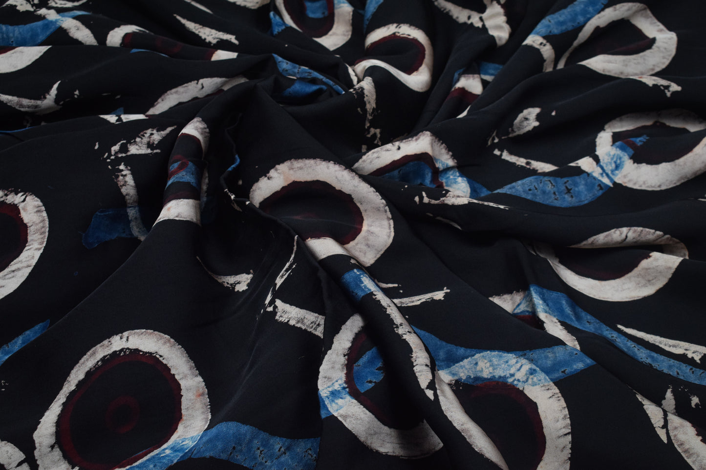 Ajrakh Modal Silk Natural Dye Hand Block Print Unstitched Kurta Fabric   3.00 Mtr Length  -  SKU : AI20102A