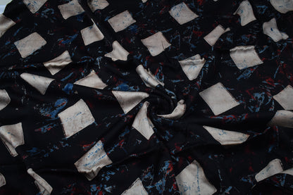 Ajrakh Modal Silk Natural Dye Hand Block Print Unstitched Kurta Fabric   3.00 Mtr Length  -  SKU : AI20102Q