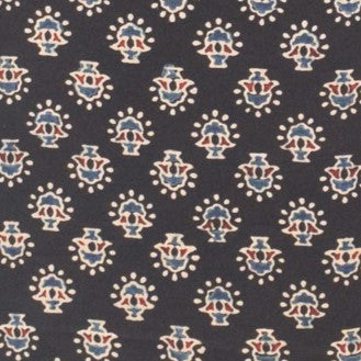 Ajrakh Modal Silk Natural Dye Hand Block Print Unstitched Kurta Fabric    2.5 Mtr  Length  -  SKU : ID24B01O
