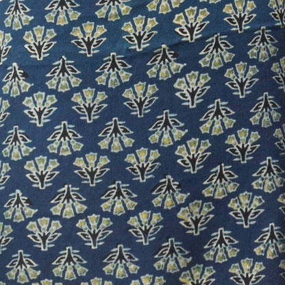 Ajrakh Modal Silk Natural Dye Hand Block Print Unstitched Kurta Fabric  2.50 Mtr Length   -  SKU : AI30101F