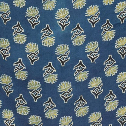 Ajrakh Modal Silk Natural Dye Hand Block Print Unstitched Kurta Fabric  2.50 Mtr Length   -  SKU : AI30101V