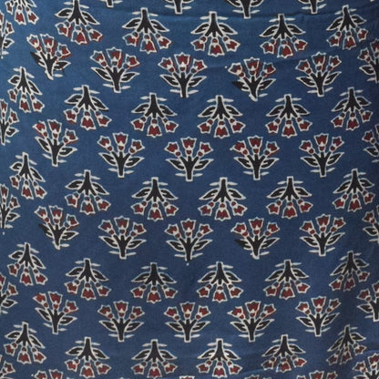 Ajrakh Modal Silk Natural Dye Hand Block Print Unstitched Kurta Fabric  2.50 Mtr Length   -  SKU : AI30101C