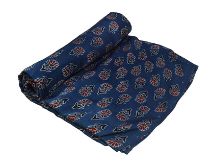 Ajrakh Modal Silk Natural Dye Hand Block Print Unstitched Kurta Fabric   3.00 Mtr Length  -  SKU : AI30102S