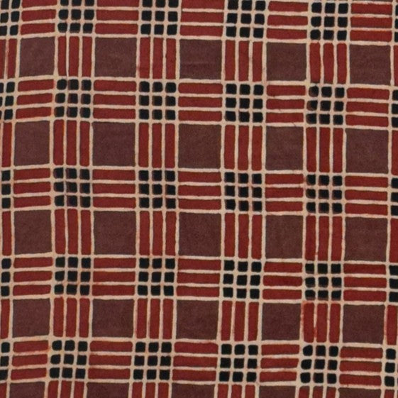 Ajrakh Modal Silk Natural Dye Hand Block Print Unstitched Kurta Fabric  Mtr Length  3 Mtr  Length  -  SKU : AI06402D