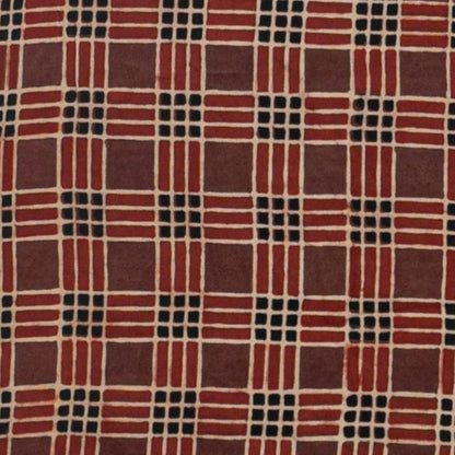 Ajrakh Modal Silk Natural Dye Hand Block Print Unstitched Kurta Fabric  Mtr Length  3 Mtr  Length  -  SKU : AI06402D