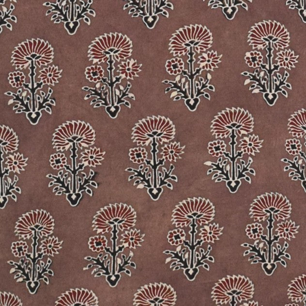 Ajrakh Modal Silk Natural Dye Hand Block Print Unstitched Kurta Fabric   2.75 Mtr  Length  -  SKU : AI07B04G