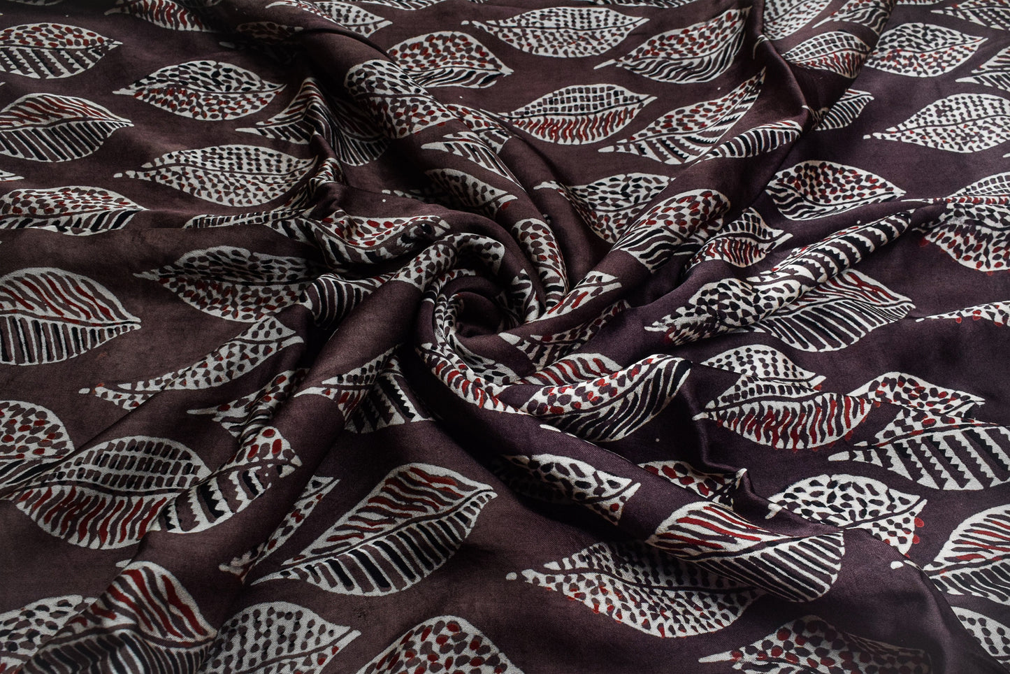 Ajrakh Modal Silk Natural Dye Hand Block Print Unstitched Kurta Fabric  2.50 Mtr Length   -  SKU : AI17101U