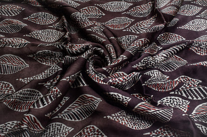 Ajrakh Modal Silk Natural Dye Hand Block Print Unstitched Kurta Fabric  2.50 Mtr Length   -  SKU : AI17101U