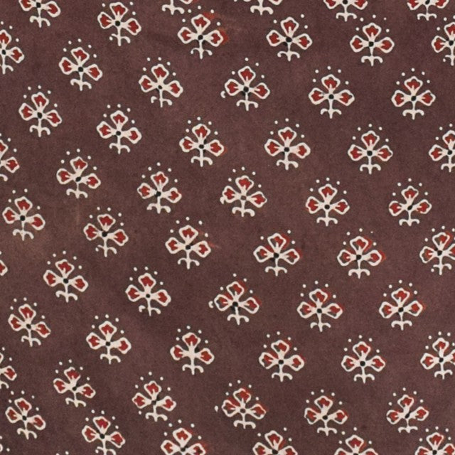 Ajrakh Modal Silk Natural Dye Hand Block Print Unstitched Kurta Fabric   3.00 Mtr Length  -  SKU : AI17102E