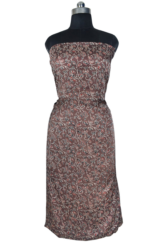 Ajrakh Modal Silk Natural Dye Hand Block Print Unstitched Kurta Fabric   3.00 Mtr Length  -  SKU : AI17102M