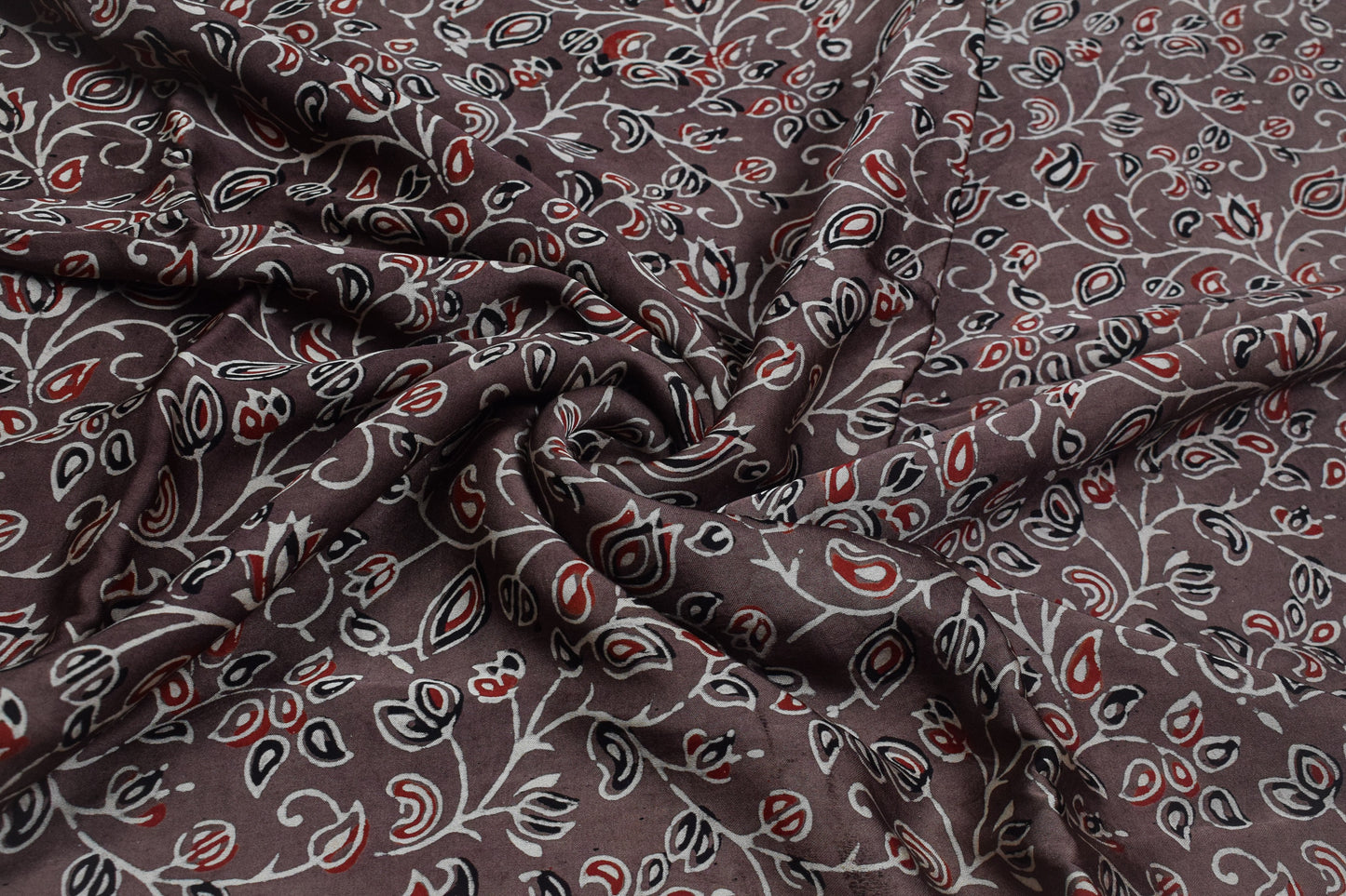 Ajrakh Modal Silk Natural Dye Hand Block Print Unstitched Kurta Fabric   3.00 Mtr Length  -  SKU : AI17102M